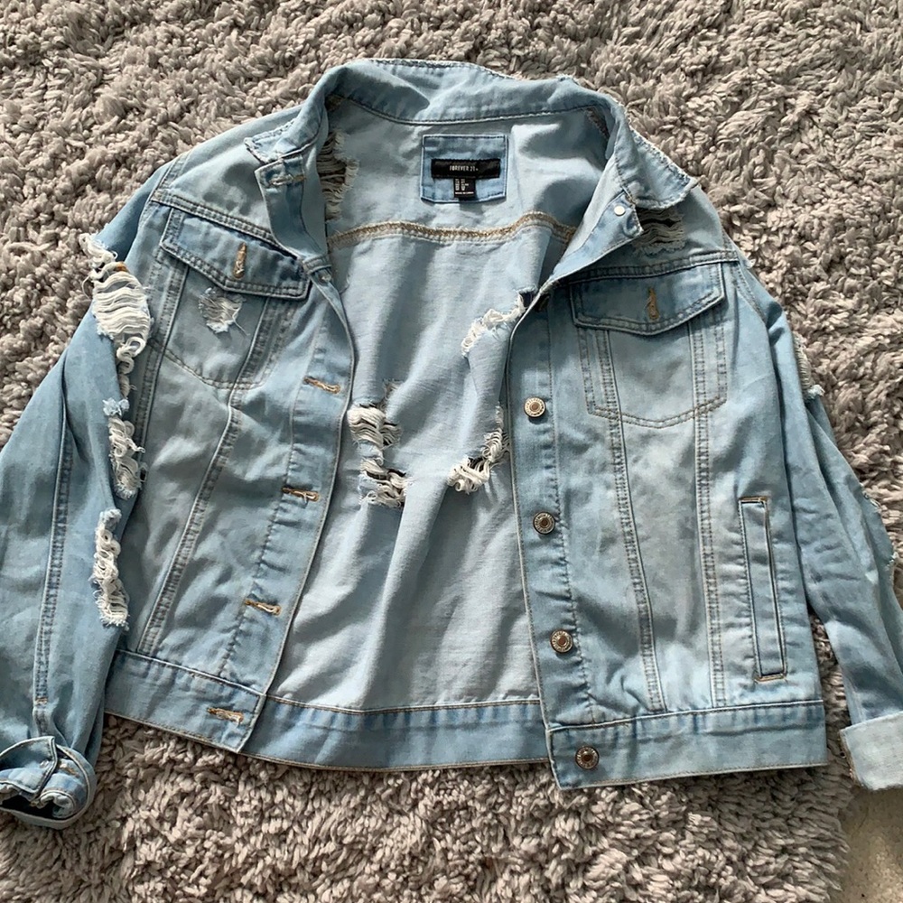 Distressed jean jacket